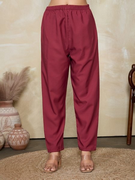 Maroon Muslin Silk Floral Print Kurta with Contrast Pant and Dupatta Elegant Celebration Ensemble 3 Piece Kurti Set