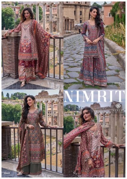 Maroon Natural Crepe Silk Printed Top and Palazzo with Designer Gota Dupatta For Diwali Festival Designer Plazzo Salwar Suits Wholesale