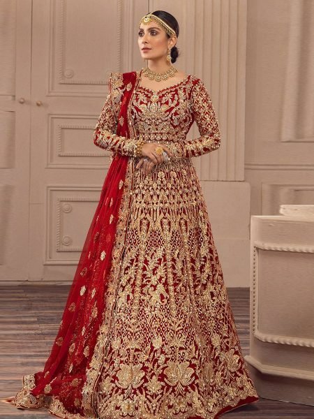 Maroon Net Heavy Work and Embroidered Bridal Anarkali Gown Anarakali Gown Wholesale