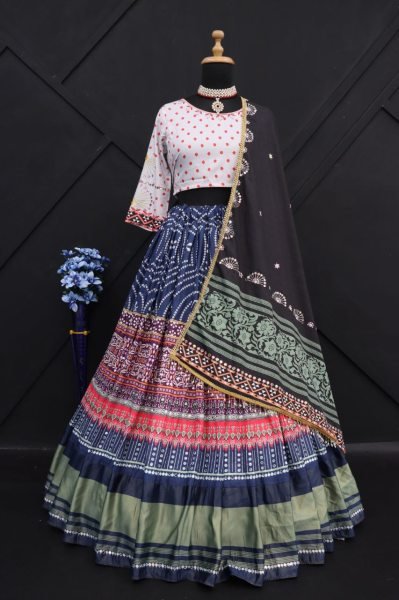 Marvelous Black Digital Printed Soft Silk Designer Navratri Lehenga Choli Set Navratri Lehnega Choli
