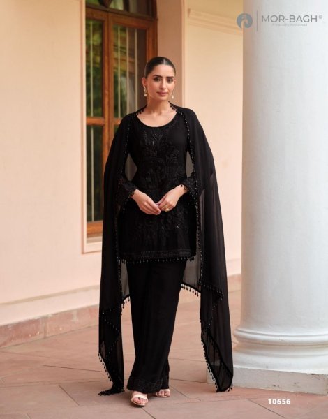 Marvelous Black Wholesale Georgette Suit Set for Resellers at Manufacturer Rate Embroidery Suits Wholesale