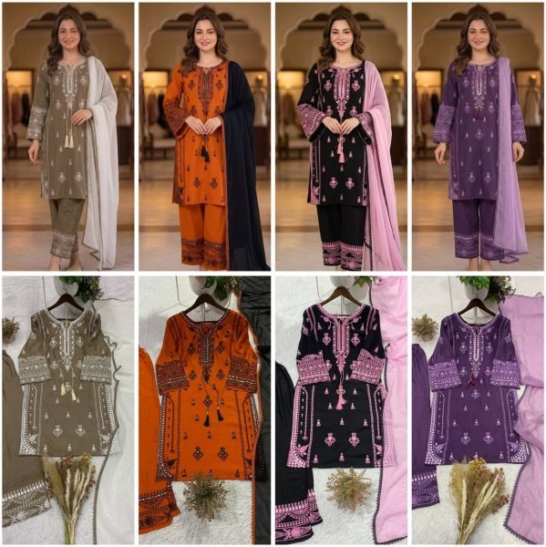 Marvelous Brown Rayon Embroidered Kurti with Palazzo and Paper Mirror for Party Wear Ready To Wear Collection
