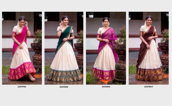Marvelous Green Poly Cotton Lehenga Choli with Traditional Zari Weaving for Festive Wear Half Saree Lehenga