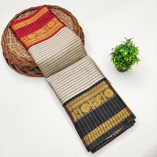 Marvelous Grey Katan Weaving Silk Saree with Gold Zari Butti Design for Festive Wear South Indian Saree 