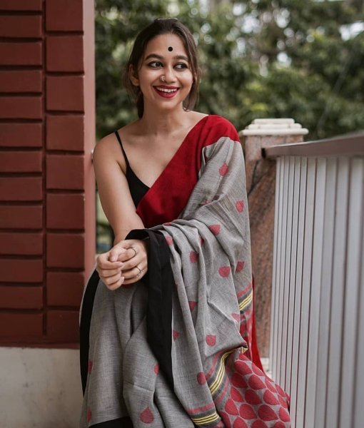 Marvelous Grey Linen Cotton Saree with Beautiful Digital Print for Mill Price Printed Cotton Sarees Wholesale