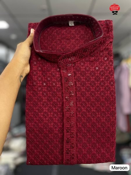 Marvelous Maroon Boutique Quality Rayon Long Kurta with Raymond Cotton Pajama Kurta Pajama Wholesale