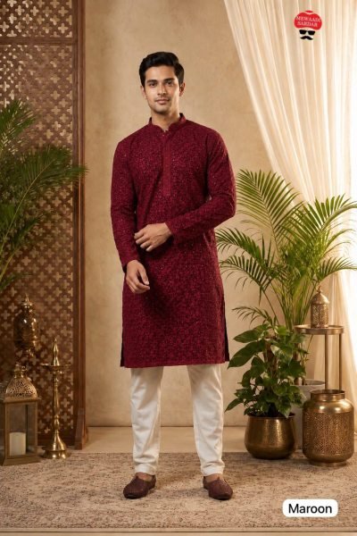 Marvelous Maroon Boutique Quality Rayon Long Kurta with Raymond Cotton Pajama Kurta Pajama Wholesale