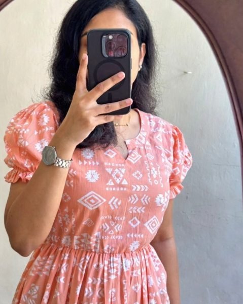 Marvelous Peach Rayon Digital Printed Kurti with Cotton Inner for Women Western Ladies Top Wholesale