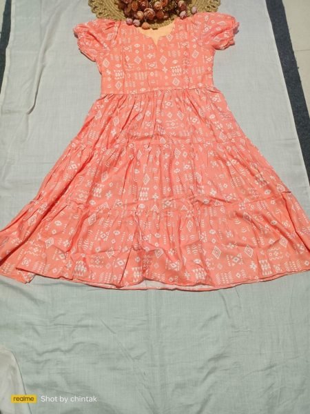 Marvelous Peach Rayon Digital Printed Kurti with Cotton Inner for Women Western Ladies Top Wholesale