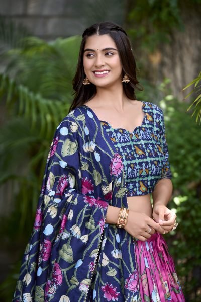 Marvelous Pink Patola Printed Silk Traditional Lehenga Choli  Navratri Lehnega Choli