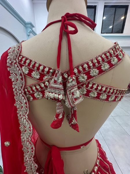 Marvelous Red Bridal Faux Georgette Lehenga with Sequins Zari Work For Wedding Wear Bridal Lehenga Choli
