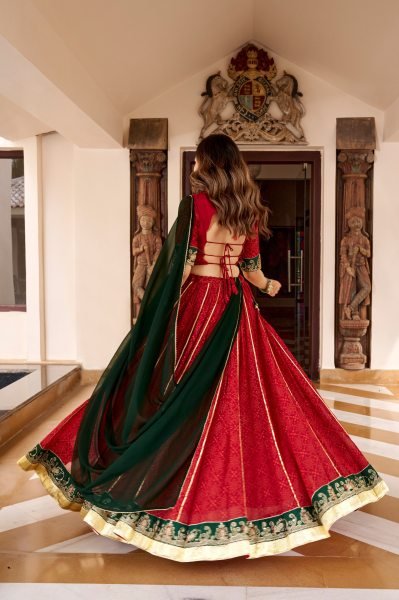 Marvelous Red Garba Wear Lehenga Choli with Gota Patti and Mirror Lace Dupatta Navratri Lehnega Choli
