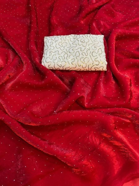 Marvelous Red Space Soft Silk Saree with Embroidered Blouse For Festival Silk Sarees Wholesale