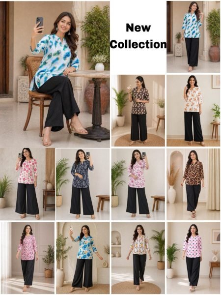 Marvelous White Blue Designer Digital Print Co Ord Set for Daily Wear Tunics kurti