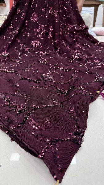 Marvelous Wine Trendy Bollywood Saree with Designer Silk Blouse for Evening Wear Bollywood Fancy Sarees Wholesale