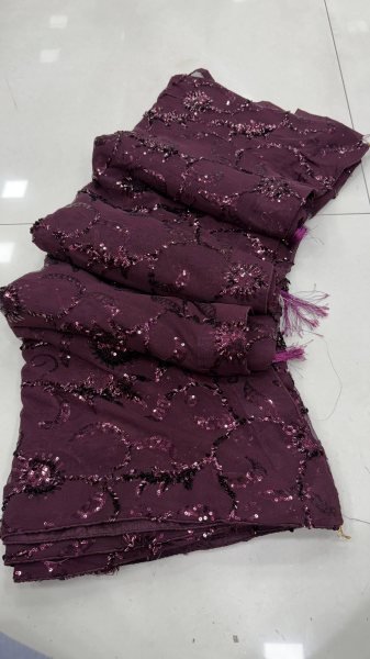 Marvelous Wine Trendy Bollywood Saree with Designer Silk Blouse for Evening Wear Bollywood Fancy Sarees Wholesale