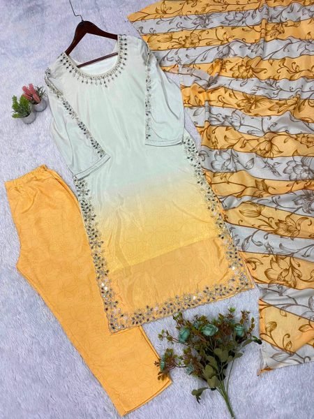 Marvelous Yellow Crepe Silk Kurti Set With Embroidery Work For Ethnic Wear Manufacturer Ready To Wear Collection