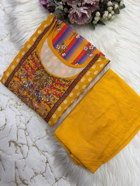 Marvelous Yellow Designer Banana Silk Kaftan Co Ord Set with Maharaja Silky Pants Kaftan 
