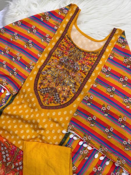 Marvelous Yellow Designer Banana Silk Kaftan Co Ord Set with Maharaja Silky Pants Kaftan 
