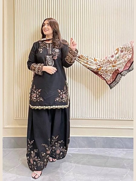 Maska Cotton Suit Plazzo Set with Chinon Dupatta Everyday Ethnic Wear Ready To Wear Suit