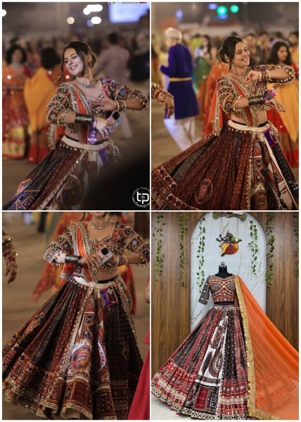 Maslin Cotton Lehenga Choli with Real Mirror Work and Heavy Border Georgette Dupatta Navratri Lehnega Choli