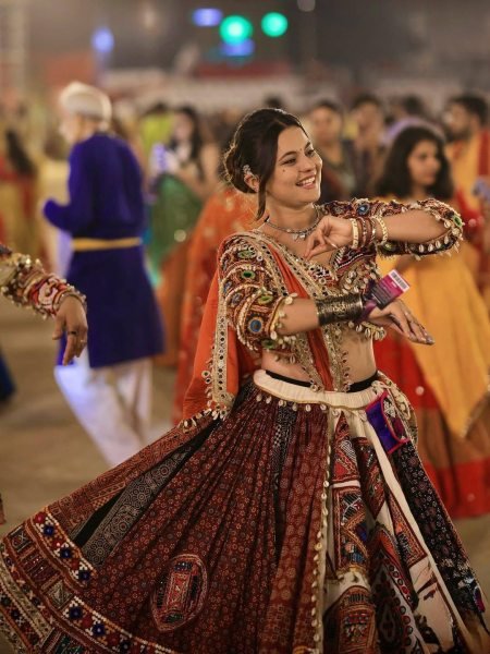 Maslin Cotton Lehenga Choli with Real Mirror Work and Heavy Border Georgette Dupatta Navratri Lehnega Choli