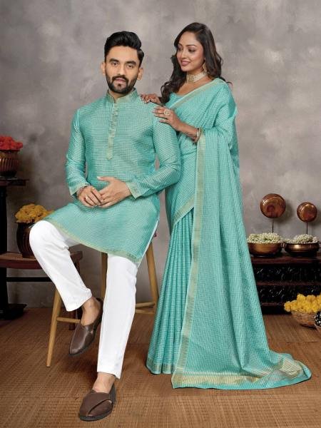 Matching Couple Outfit – Saree & Kurta Set for Indian Weddings & Parties Couple Combo collection 