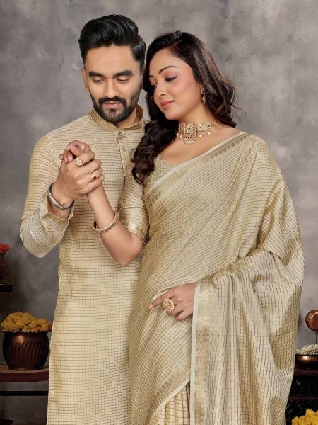 Matching Couple Outfit – Saree & Kurta Set for Indian Weddings & Parties Couple Combo collection 