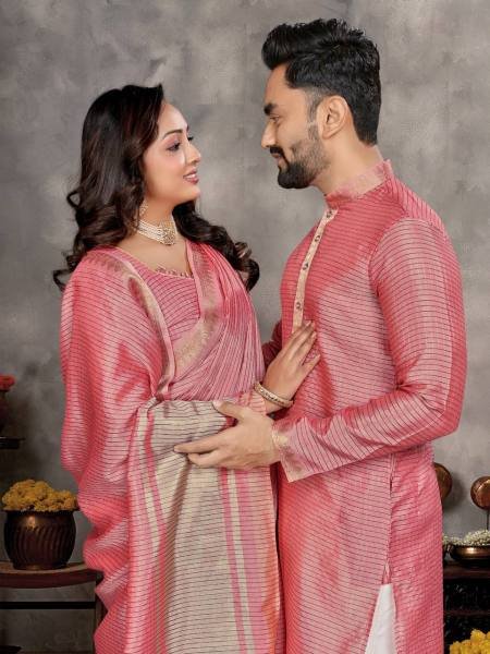 Matching Couple Outfit – Saree & Kurta Set for Indian Weddings & Parties Couple Combo collection 