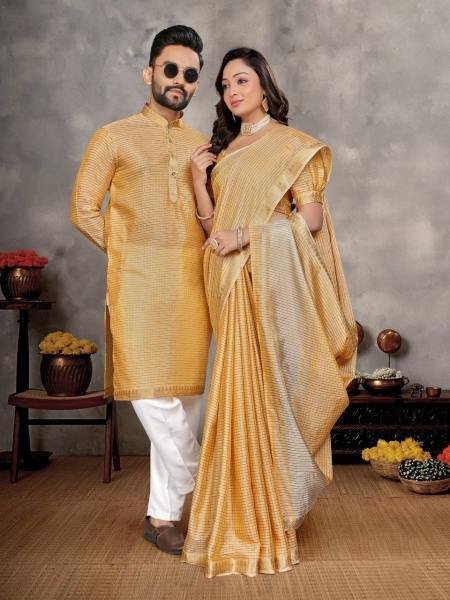 Matching Couple Outfit – Saree & Kurta Set for Indian Weddings & Parties Couple Combo collection 