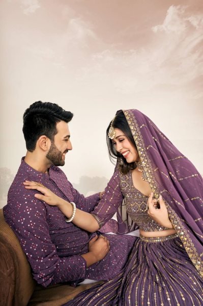 Matching Couple Indian Outfit Georgette Silk Lehenga Choli with Kurta Pajama Set Couple Combo collection 