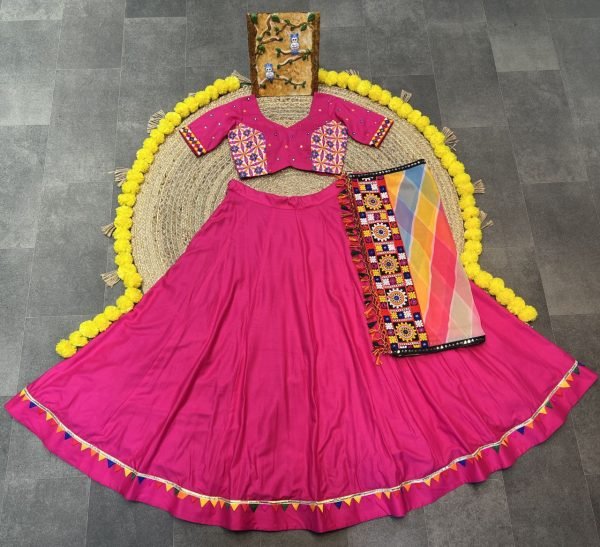 Matching Mirror Work Couple Outfit Multi Color Lehenga &  Coordinated Kurta Combo Navratri Lehnega Choli