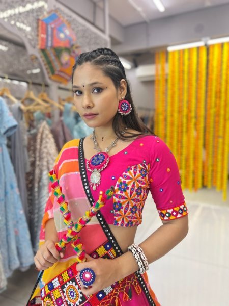 Matching Mirror Work Couple Outfit Multi Color Lehenga &  Coordinated Kurta Combo Navratri Lehnega Choli