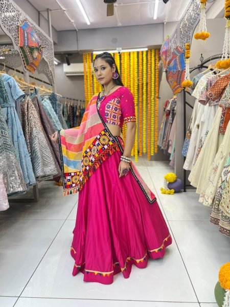 Matching Mirror Work Couple Outfit Multi Color Lehenga &  Coordinated Kurta Combo Navratri Lehnega Choli