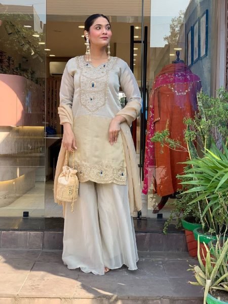 Matching palazzo for a stylish silhouette 3 Piece Kurti Set