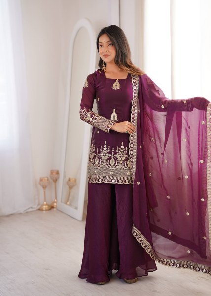 Matching sharara plazzo Set crafted in premium fendy silk full flair Perfect for weddings Ready To Wear Collection
