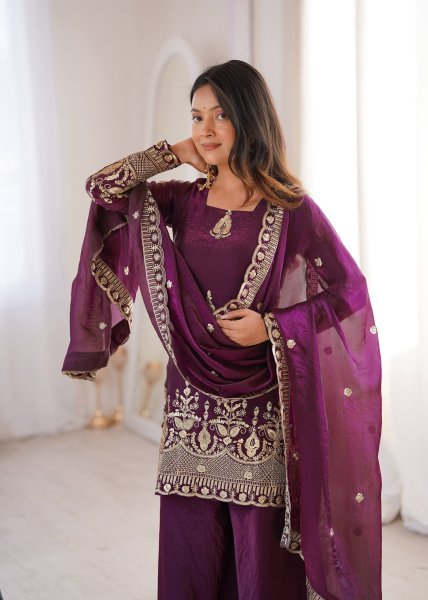 Matching sharara plazzo Set crafted in premium fendy silk full flair Perfect for weddings Ready To Wear Collection