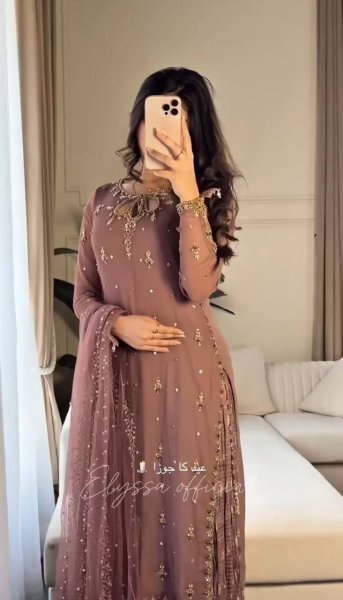 Mauve Mother Daughter Matching Palazzo Suit Set with Embroidery Sequence Work Mom-Doughter Collection