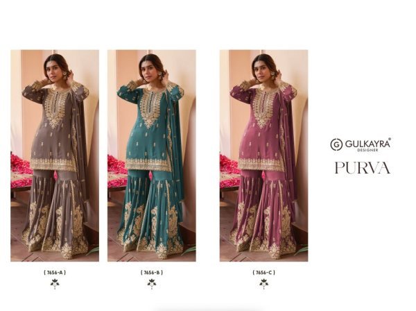 Mauve Pink Chinon Silk Sharara Suit From Gulkayra Designer Purva Collection Designer Plazzo Salwar Suits Wholesale