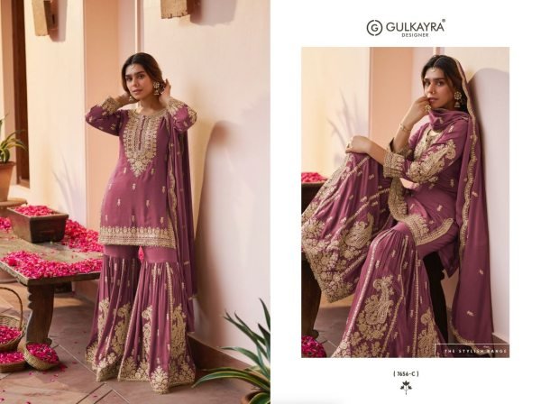 Mauve Pink Chinon Silk Sharara Suit From Gulkayra Designer Purva Collection Designer Plazzo Salwar Suits Wholesale