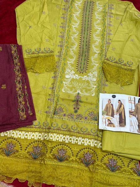 Mehboob Design 1753 Cotton Embroidered Top with Semi Lawn Bottom and Dupatta for Festivel Wear Cotton Salwar Kameez Wholesale