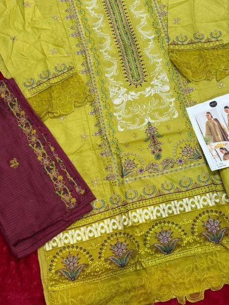 Mehboob Design 1753 Cotton Embroidered Top with Semi Lawn Bottom and Dupatta for Festivel Wear Cotton Salwar Kameez Wholesale