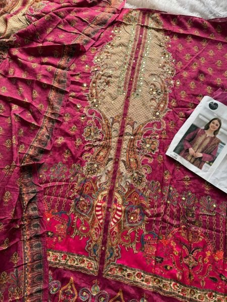 Mehboob Tex 1755 Maslin Pakistani Suit with Bottom and Dupatta at Manufacturer Rate Wholesale Printed Salwar Kameez 