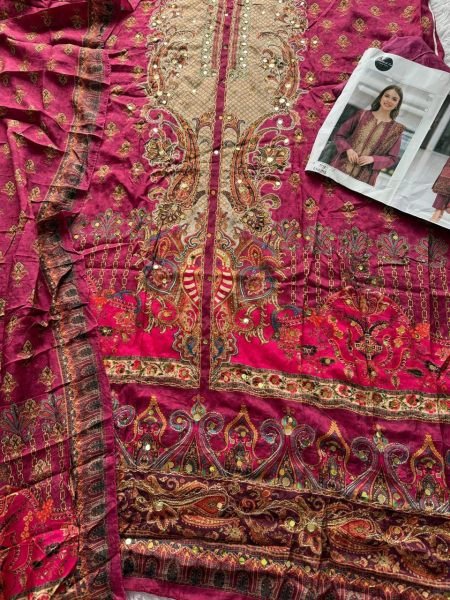 Mehboob Tex 1755 Maslin Pakistani Suit with Bottom and Dupatta at Manufacturer Rate Wholesale Printed Salwar Kameez 