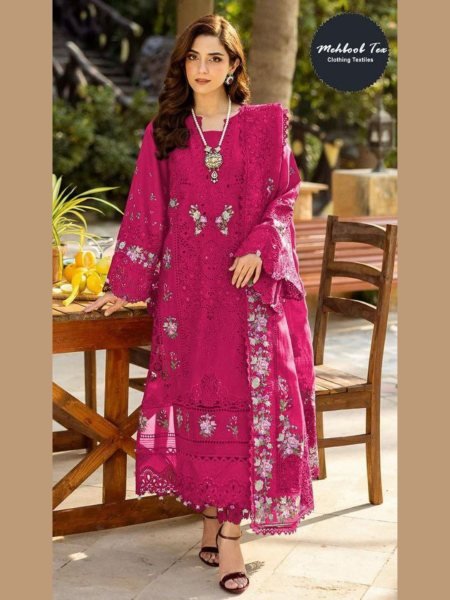 Mehboob Tex Pure Cotton Heavy Embroidered Pakistani Salwar Suit at Wholesale