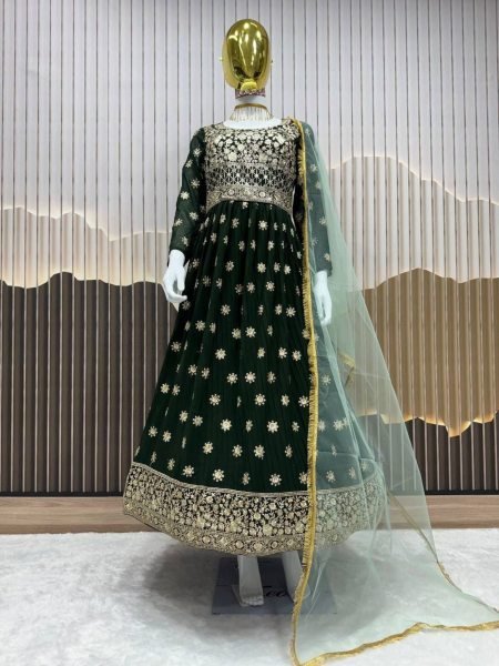Mehendi Function Special Fox Georgette Anarkali Gown Set with Elegant Look Kurtis
