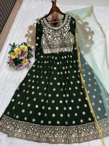 Mehendi Function Special Fox Georgette Anarkali Gown Set with Elegant Look Anarkali Kurtis 