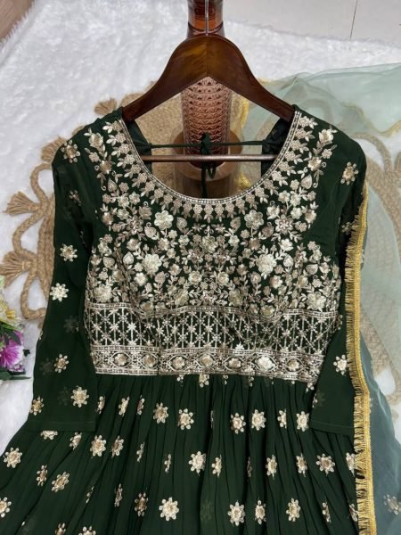 Mehendi Function Special Fox Georgette Anarkali Gown Set with Elegant Look Anarkali Kurtis 