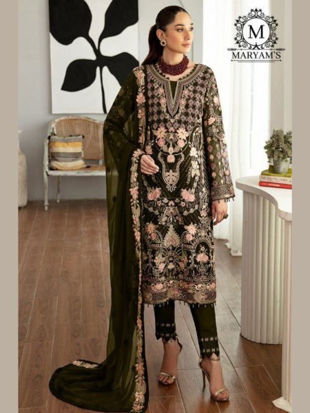 Mehendi Glow Green Georgette Embroidered Pakistani Suit  Salwar Kameez