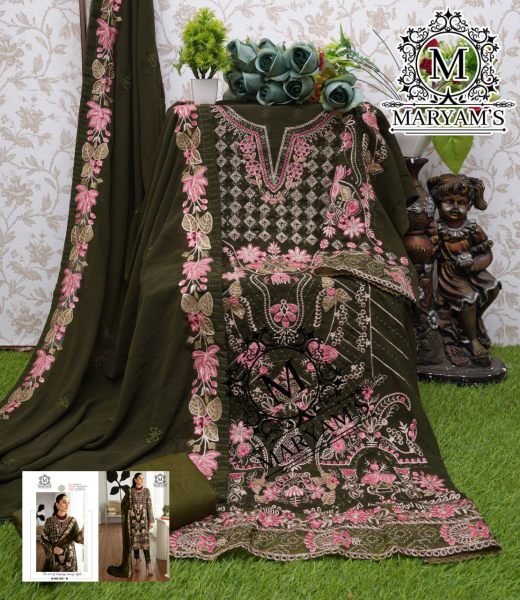 Mehendi Glow Green Georgette Embroidered Pakistani Suit  Pakistani Suits Wholesale